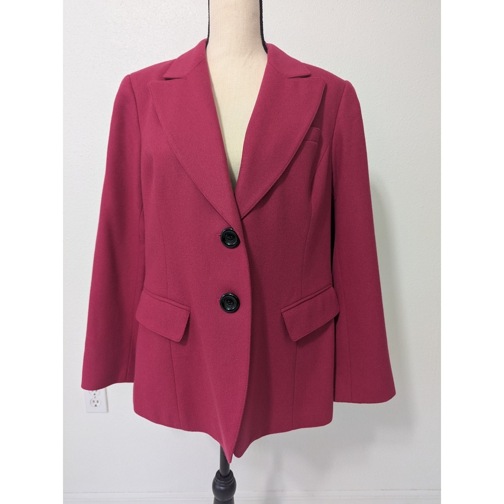 Lafayette 148 New York 100% Cashmere Blazer Women Petite L Magenta Luxury Jacket